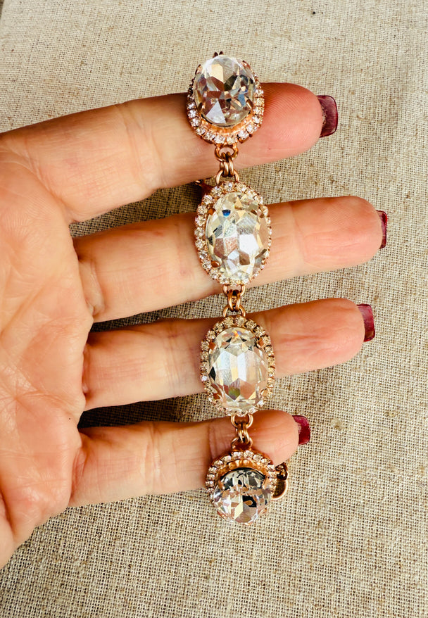 Karina Gold Link Oval Crystal Bracelet