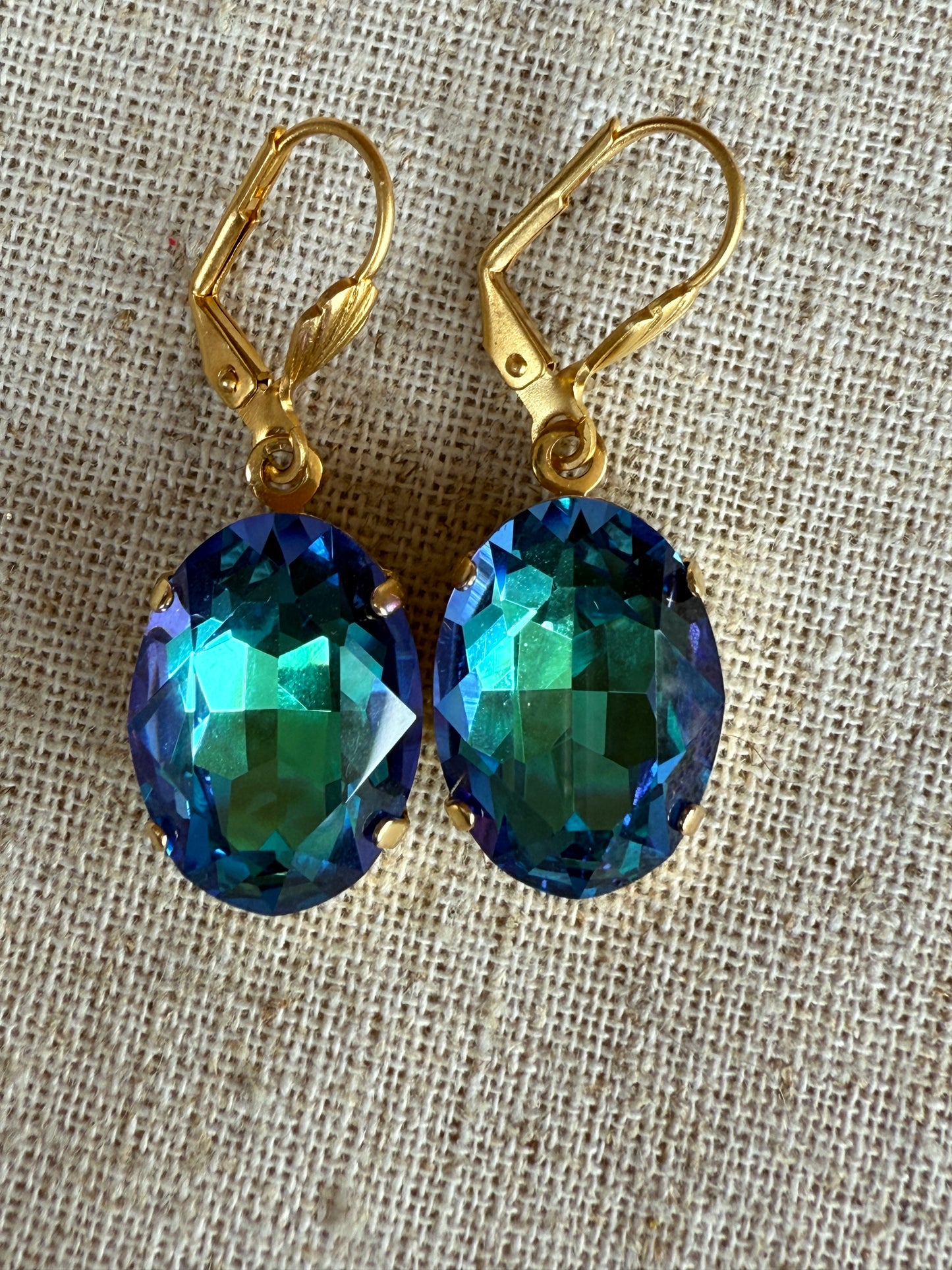 Nikki Oval Cut Crystal Dangle Earrings