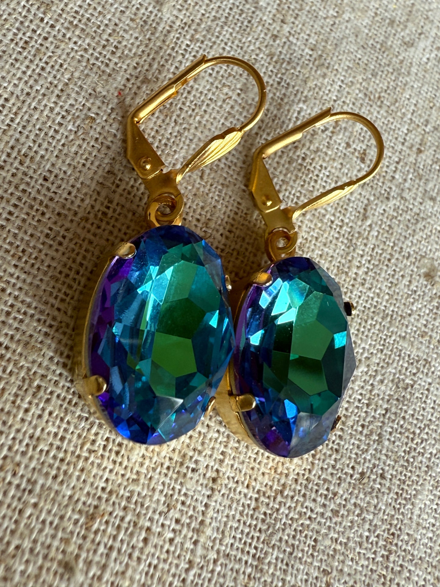 Nikki Oval Cut Crystal Dangle Earrings