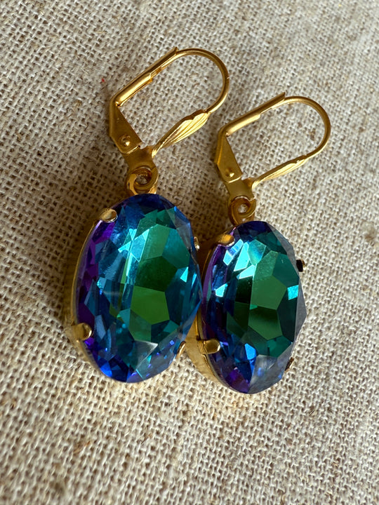 Nikki Oval Cut Crystal Dangle Earrings