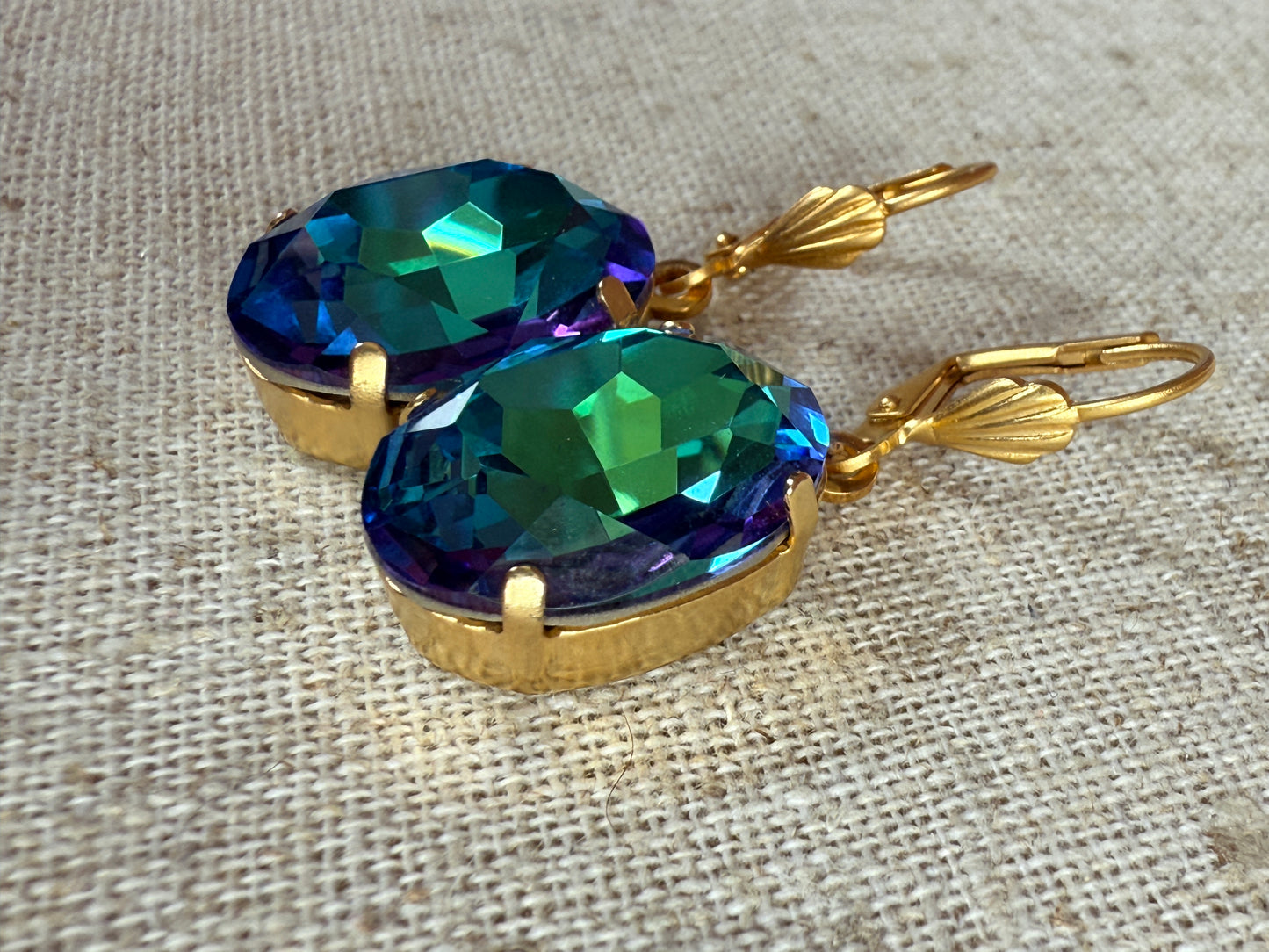 Nikki Oval Cut Crystal Dangle Earrings