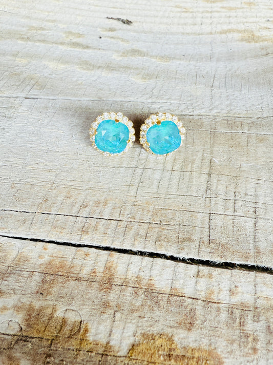 Lacy Turquoise Crystal Stud Earring