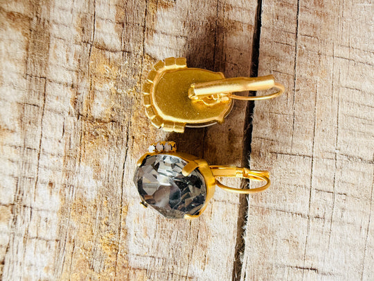 Patsy Dangle Graphite Crystal Earrings