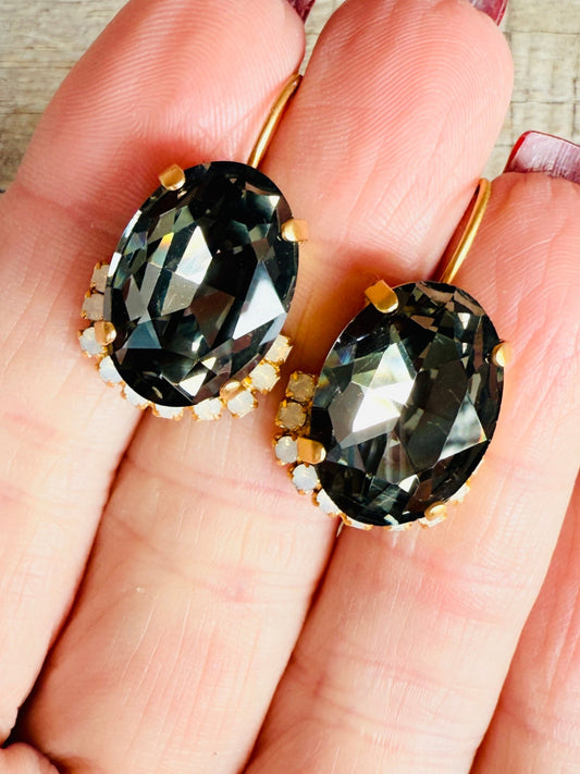 Gray Crystal Earrings