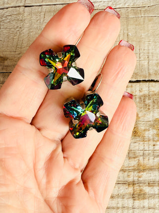 Arden Greek Cross Crystal Earrings - Shabby To Chic Jewelry