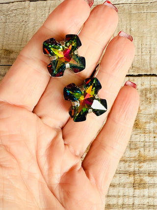 Arden Greek Cross Crystal Earrings - Shabby To Chic Jewelry