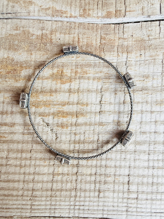 Alexandria Petite Silver Bangle Bracelet