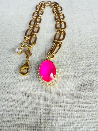 Amiya Pink Oval Cut Link Necklace - Shabby To Chic Jewelry