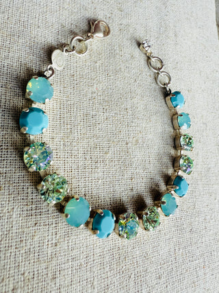 Gemma Turquoise Australian Crystal Tennis Bracelet - Shabby To Chic Jewelry