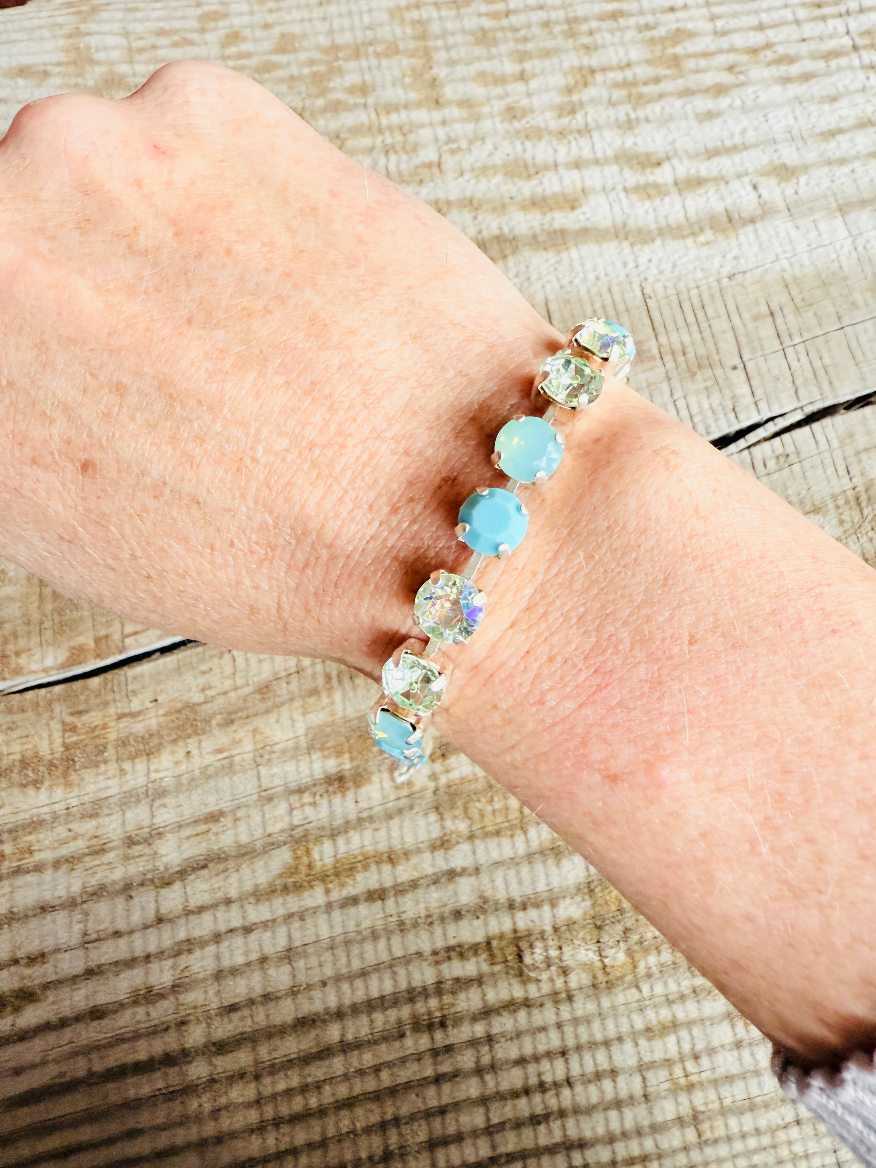 Gemma Turquoise Australian Crystal Tennis Bracelet - Shabby To Chic Jewelry