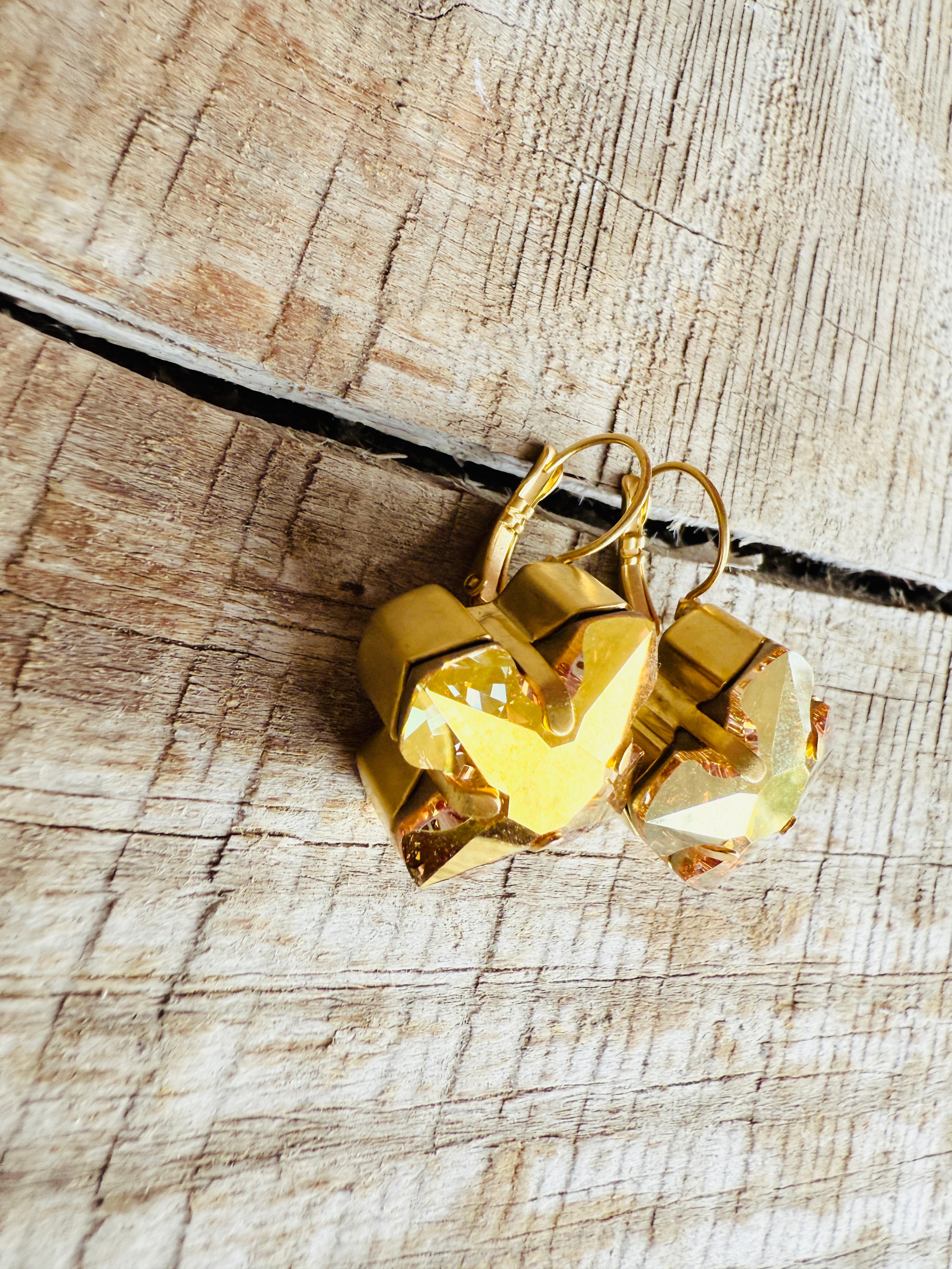 Claire Greek Cross Crystal Earrings - Shabby To Chic Jewelry