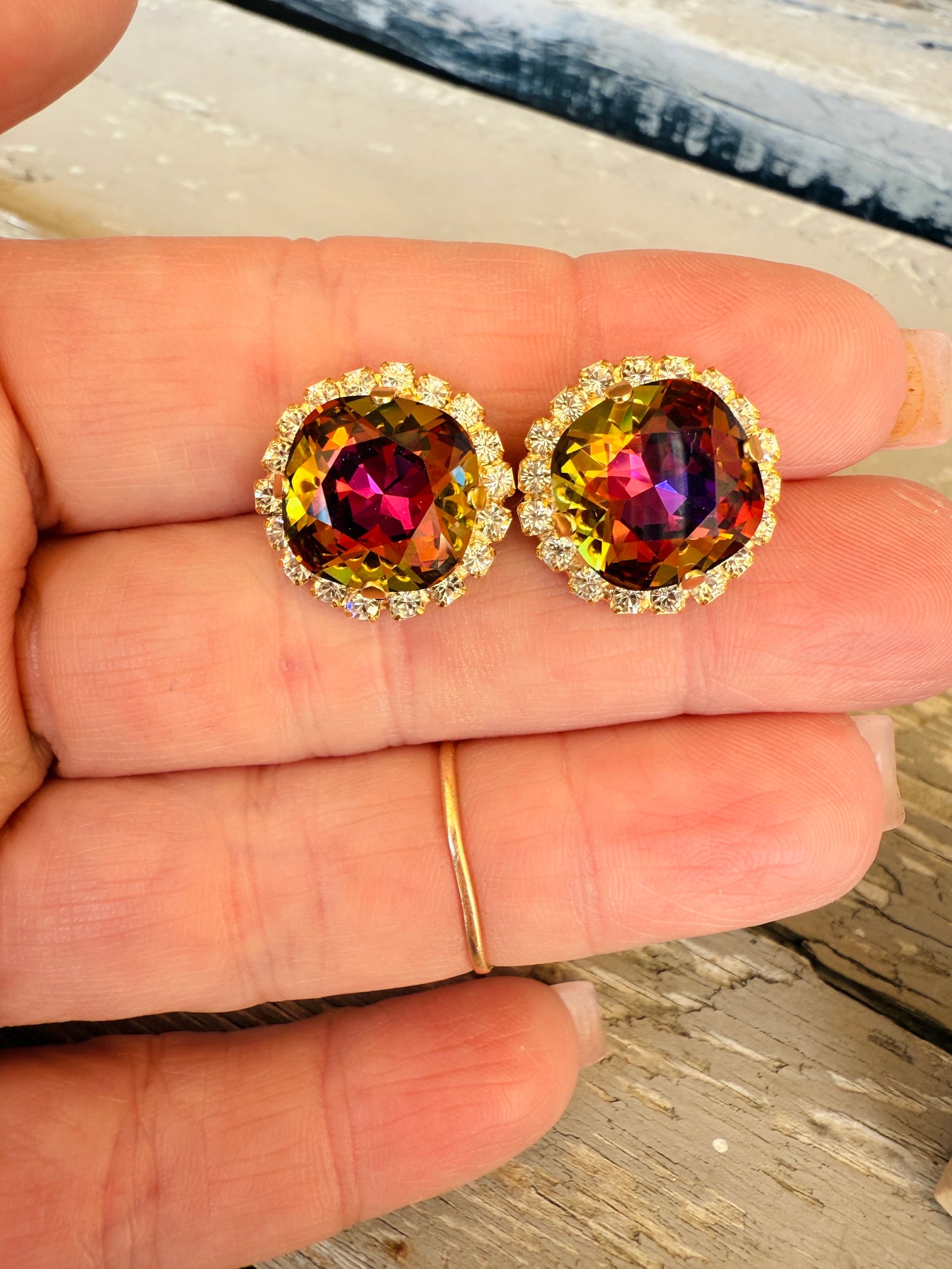 Mona Square Cut Crystal Halo Framed Earrings