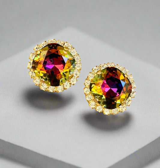 Mona Square Cut Crystal Halo Framed Earrings
