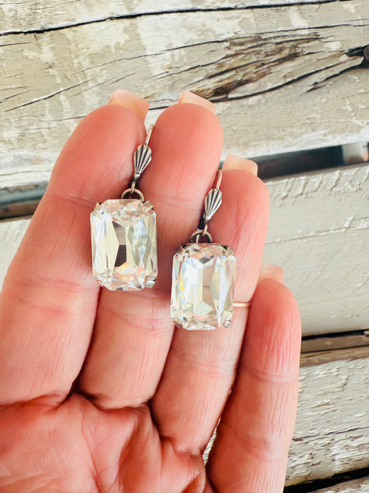 Ginger Octagon Crystal Dangle Earrings