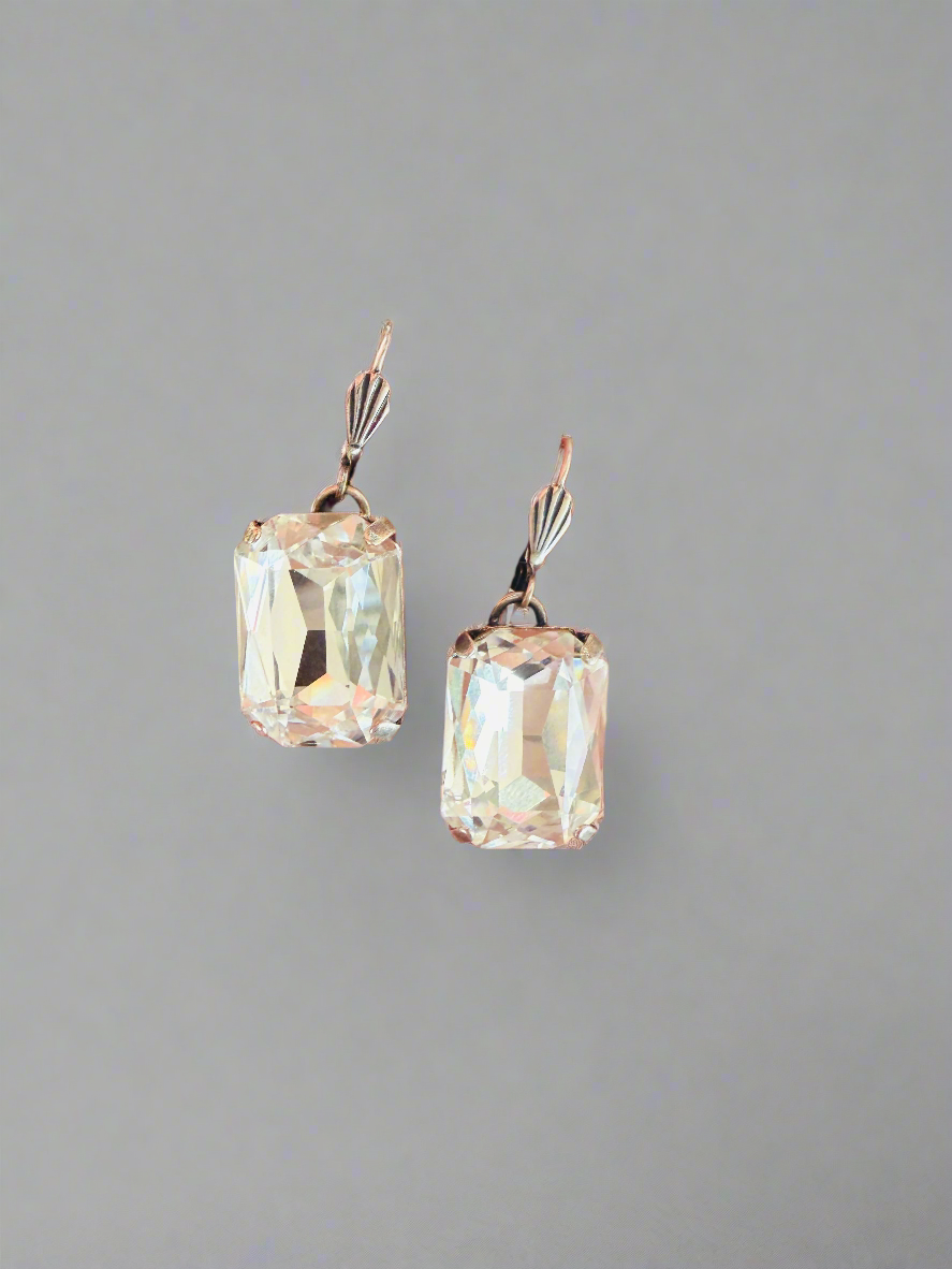 Ginger Octagon Crystal Dangle Earrings