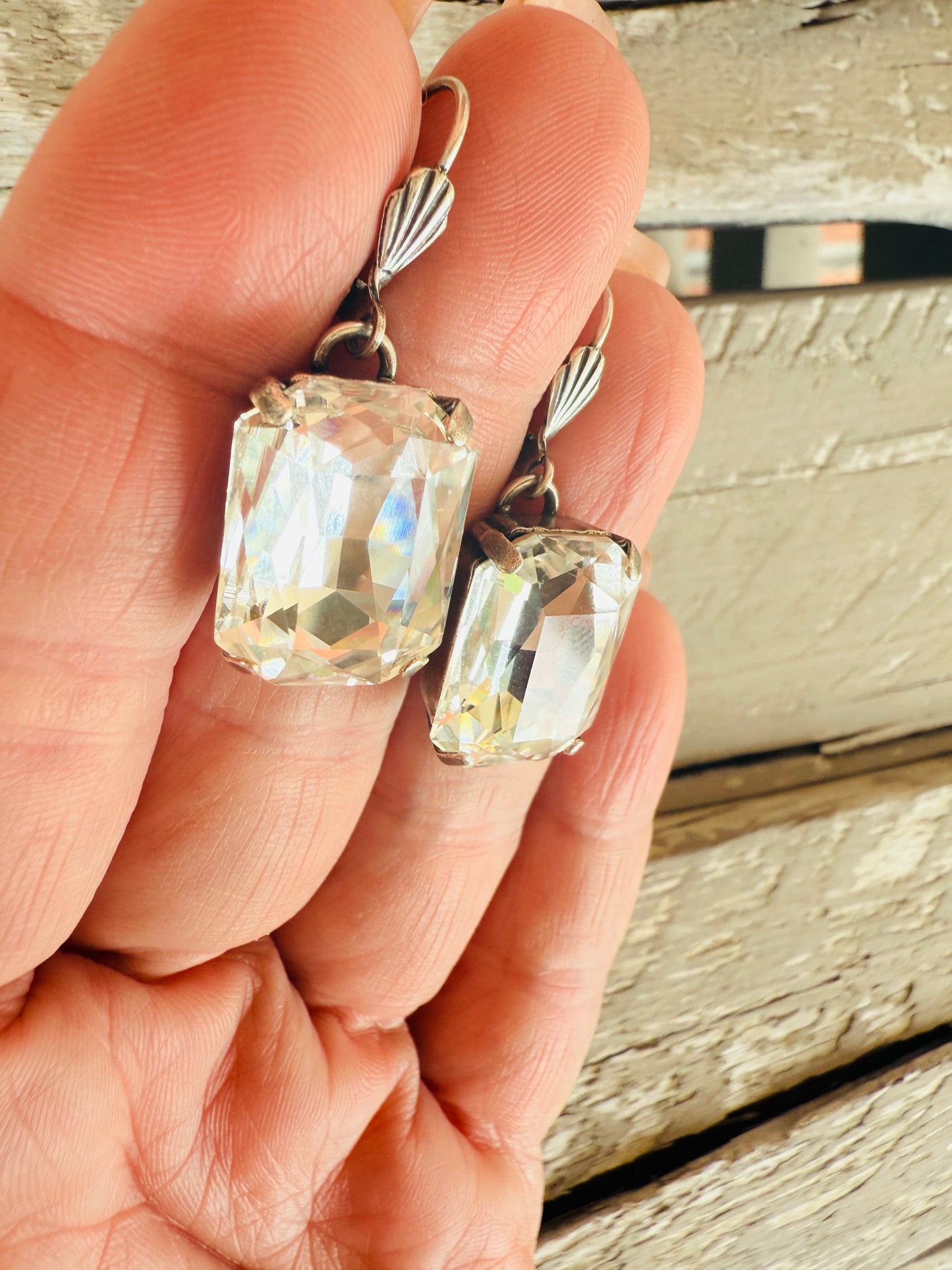 Ginger Octagon Crystal Dangle Earrings