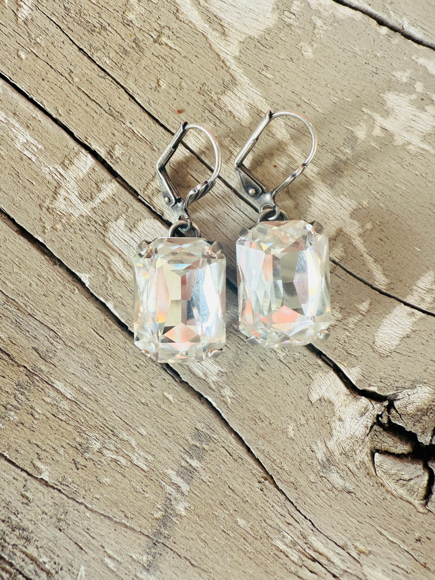 Ginger Octagon Crystal Dangle Earrings