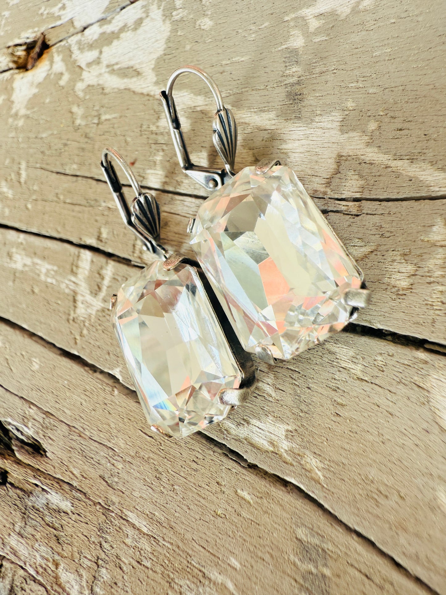 Ginger Octagon Crystal Dangle Earrings