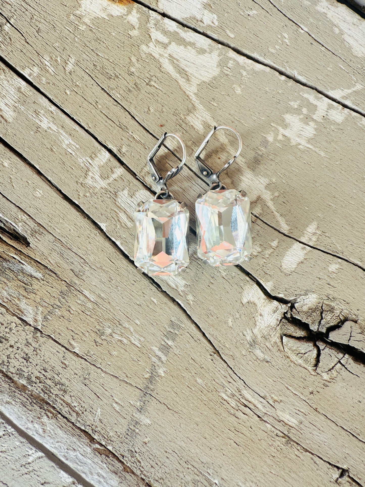 Ginger Octagon Crystal Dangle Earrings