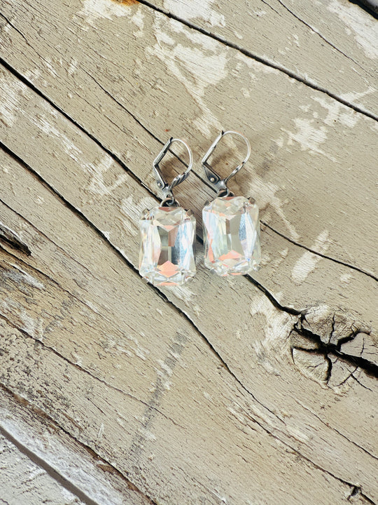 Ginger Octagon Crystal Dangle Earrings