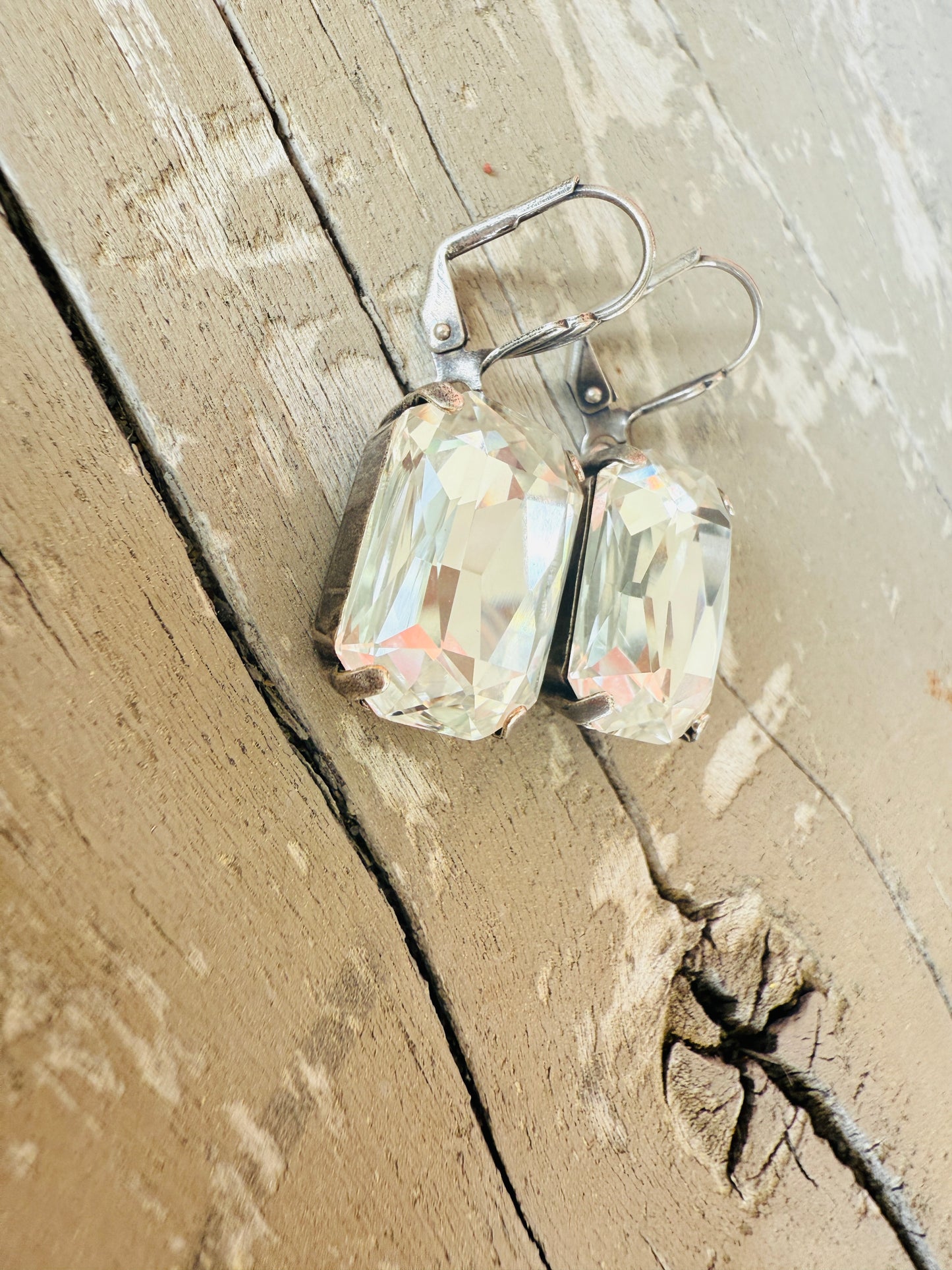 Ginger Octagon Crystal Dangle Earrings