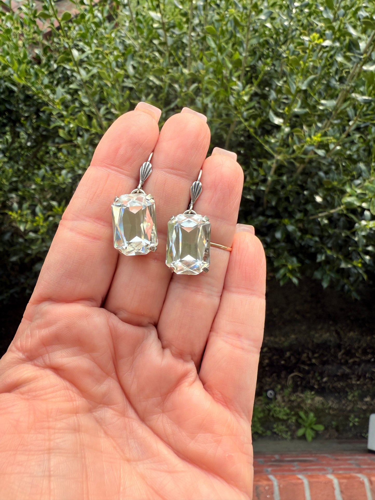 Ginger Octagon Crystal Dangle Earrings