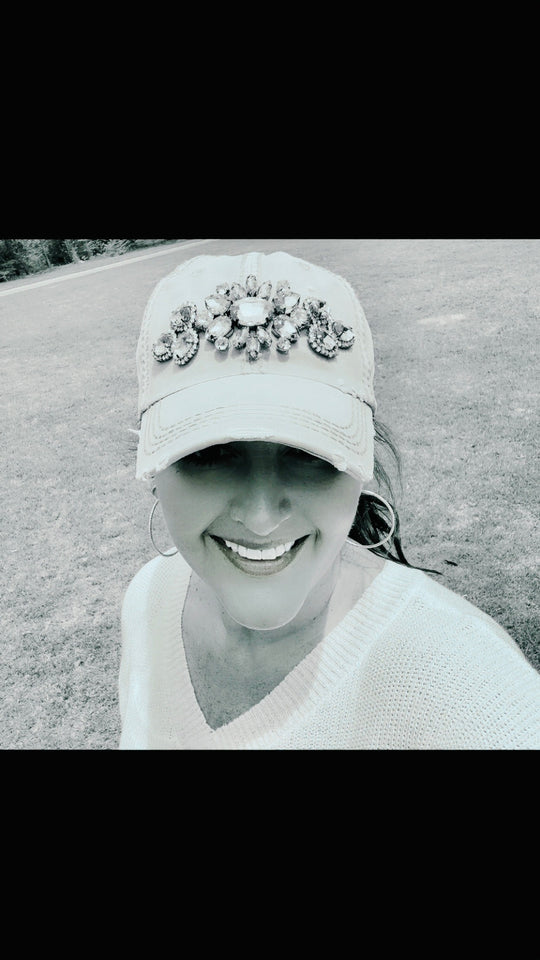 Zara Women's Khaki Crystal Embellished Hat