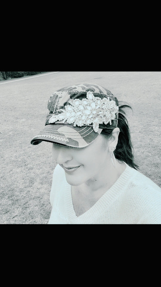 Eve Women's Crystal Embellished Cadet Hat