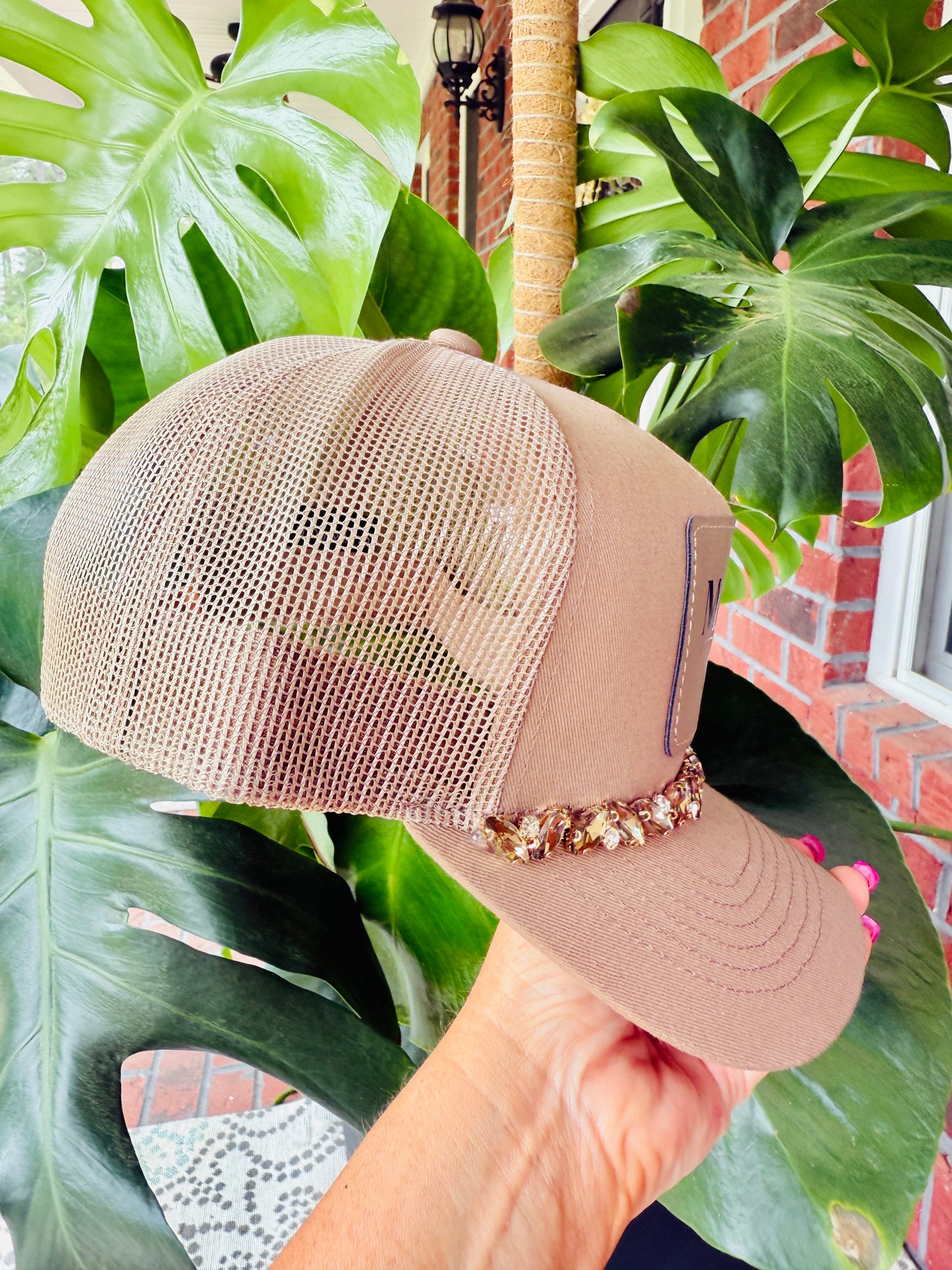 "Mama's Club" Women's Crystal Embellished Trucker Hat